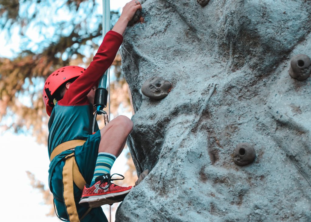 Climbing up a roack