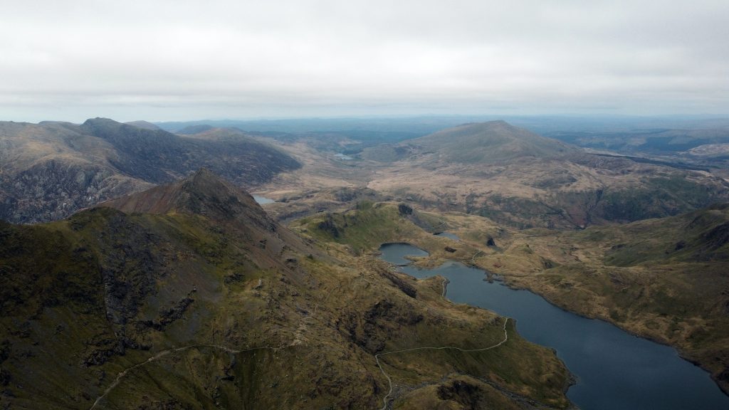 Breathtaking view of hike in Snowdonia mountains