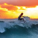 The adventure sport of surfing