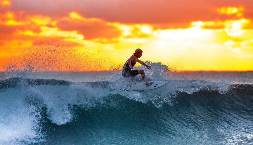 The adventure sport of surfing